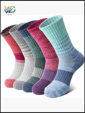 Merino Wool Hiking Socks for Women Thermal Winter Boot Cushion 5 Pairs